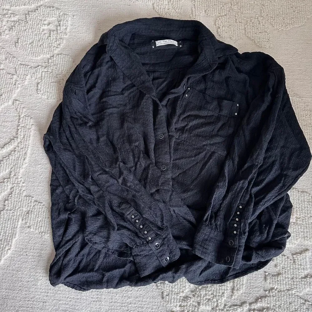 Free-people Women's Black and Navy Shirt